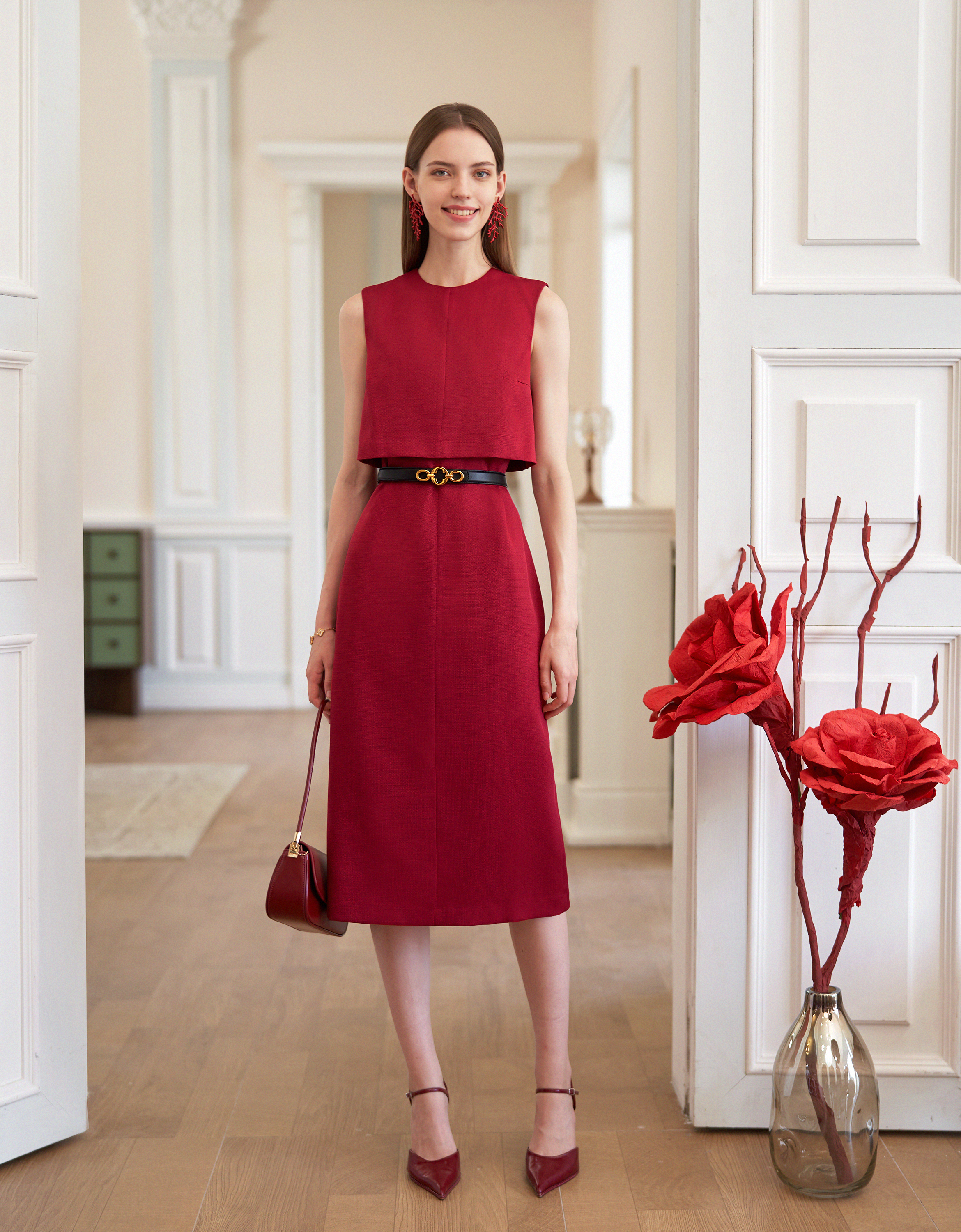 Saturdayclub ワンピース Textured Midi Dress | SaturdayClub – SaturdayClub International