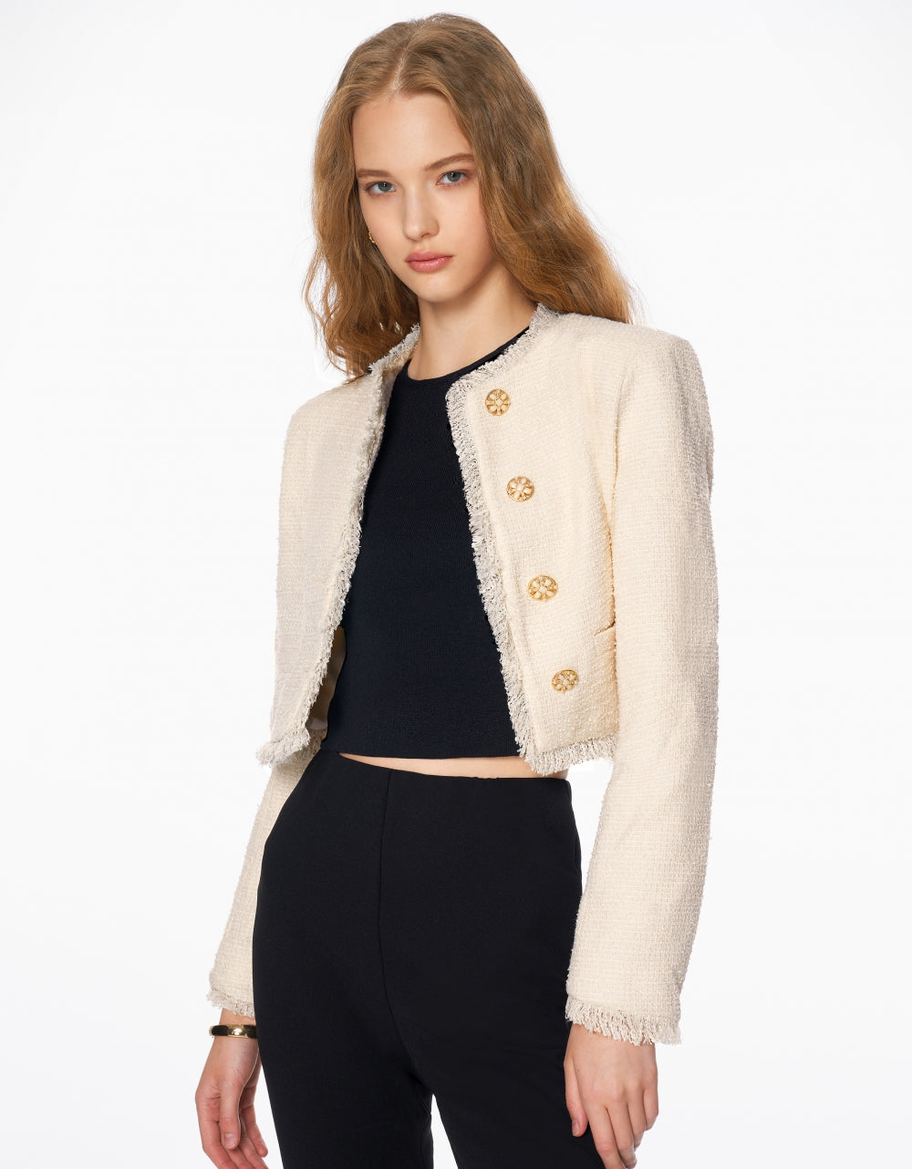 フリンジトリムツイードジャケット International