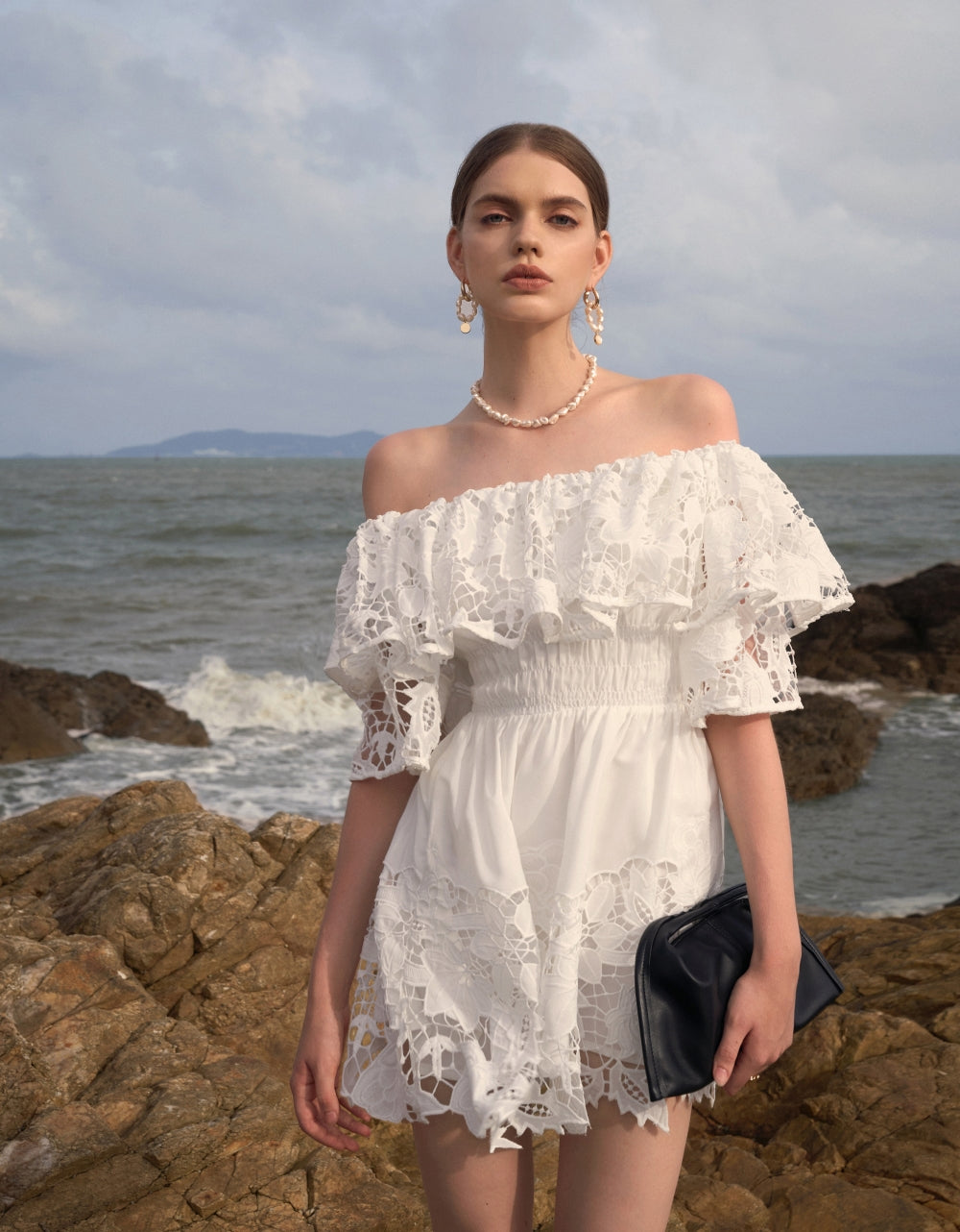 All-Over Print Women's Off-shoulder Back Lace-up Dress main image 0