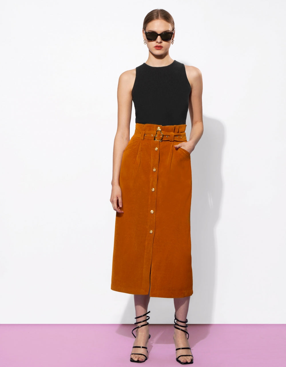 Self Tie Front Slit Skirt Saturday Club Pte. Ltd