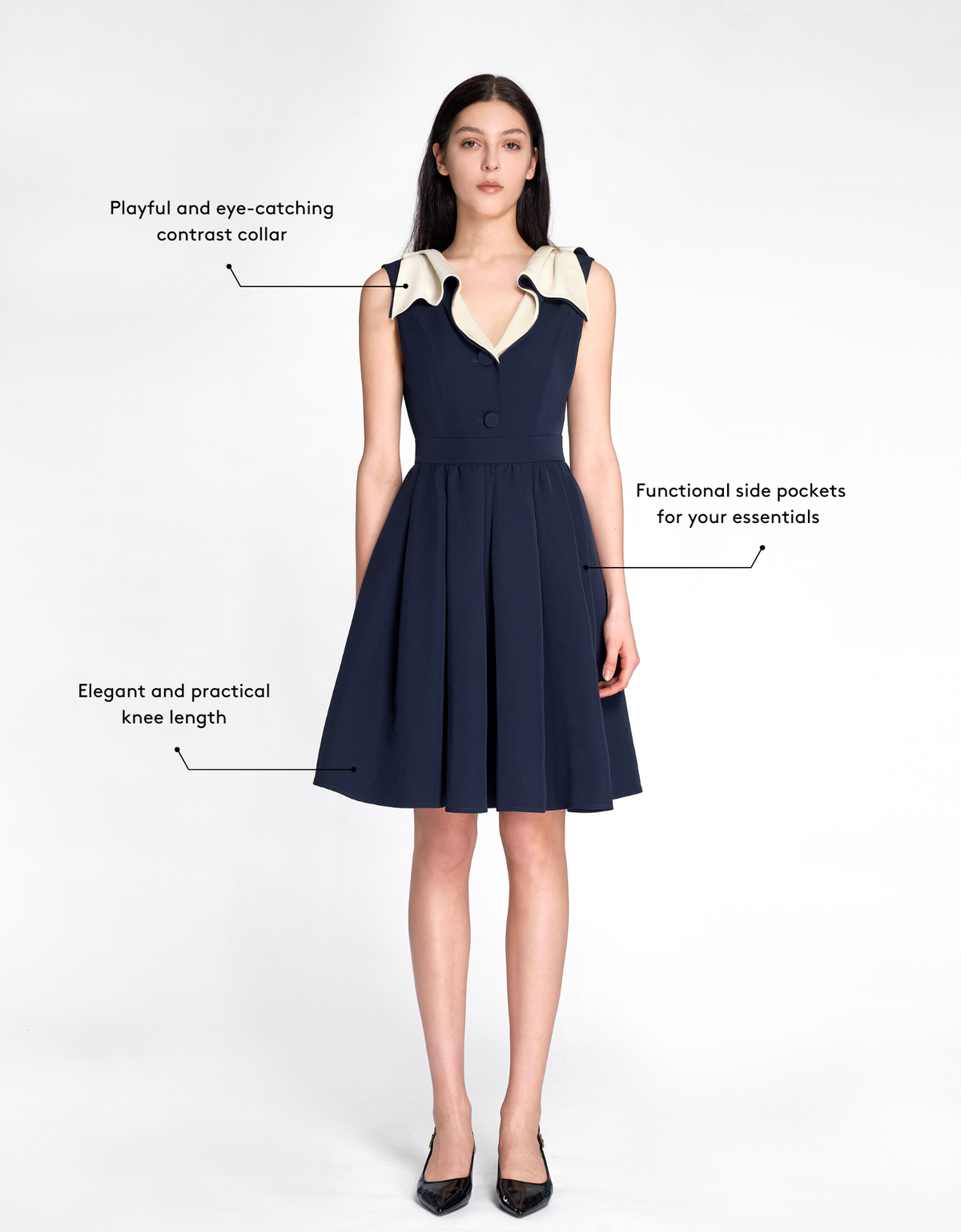 コントラスト3Dリボンノースリーブワンピース – SaturdayClub コントラスト3Dリボンノースリーブワンピース – SaturdayClub