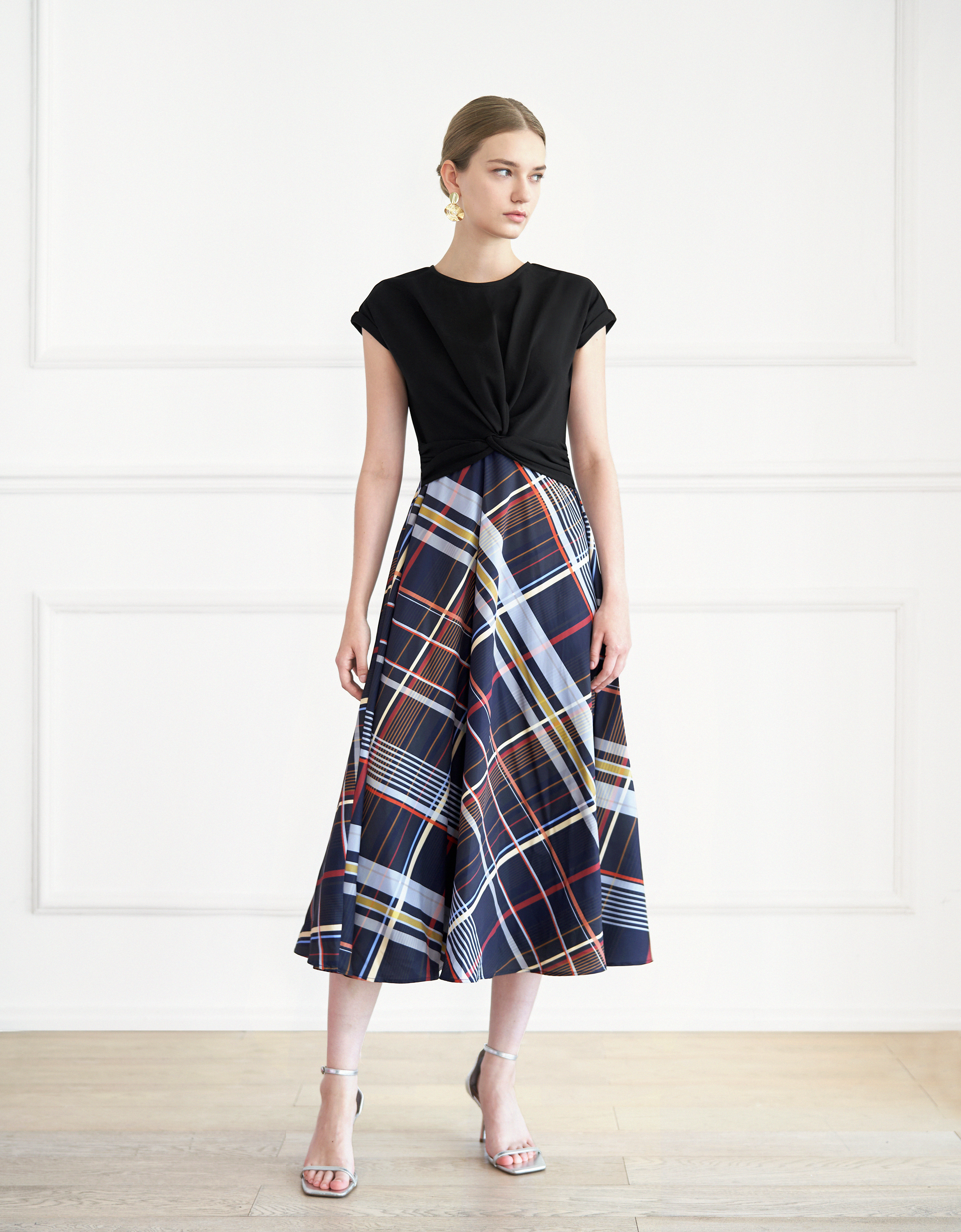 black & check print(a27582)