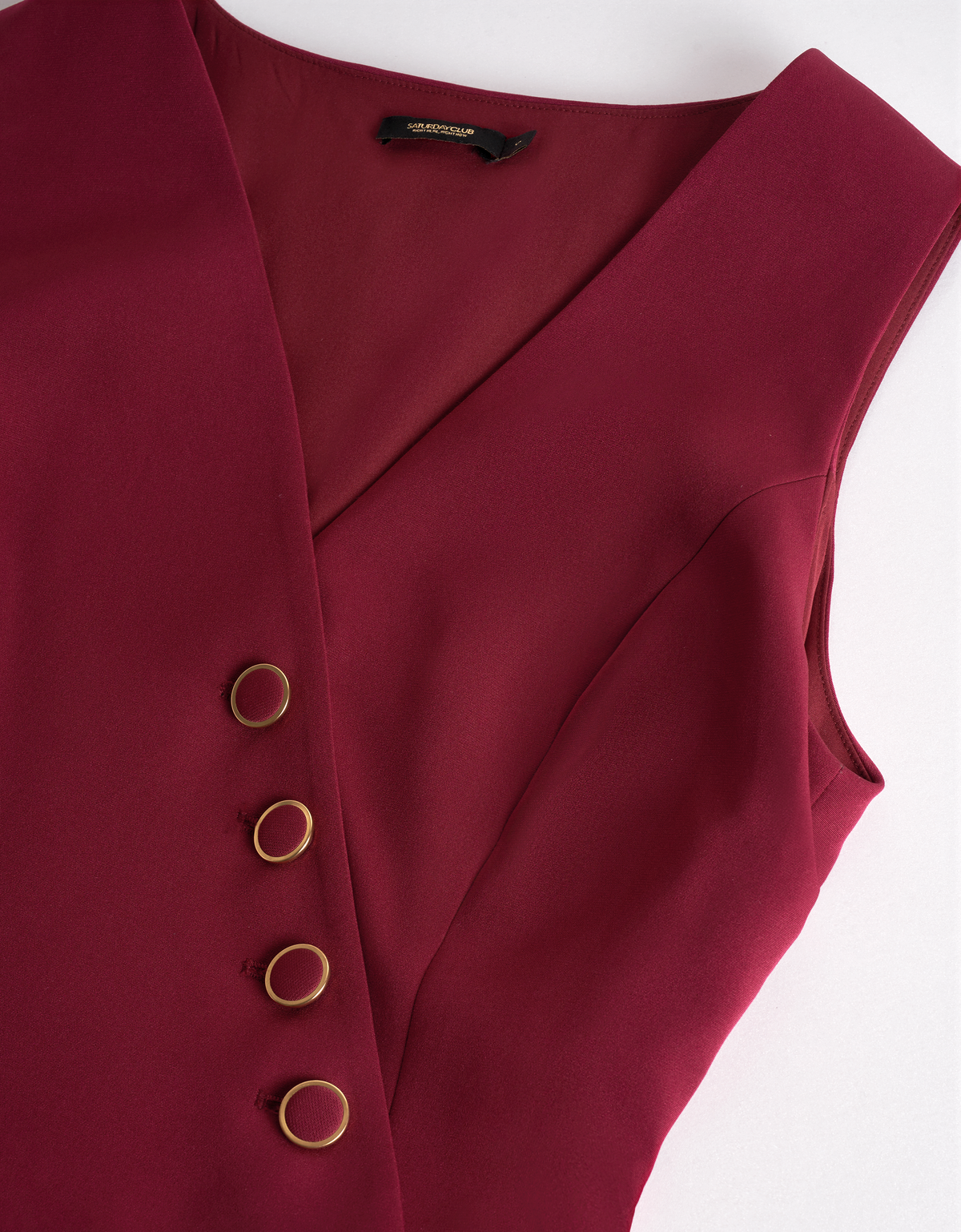 V-neck Sleeveless Pleated Asymmetric Vest Dress | SaturdayClub