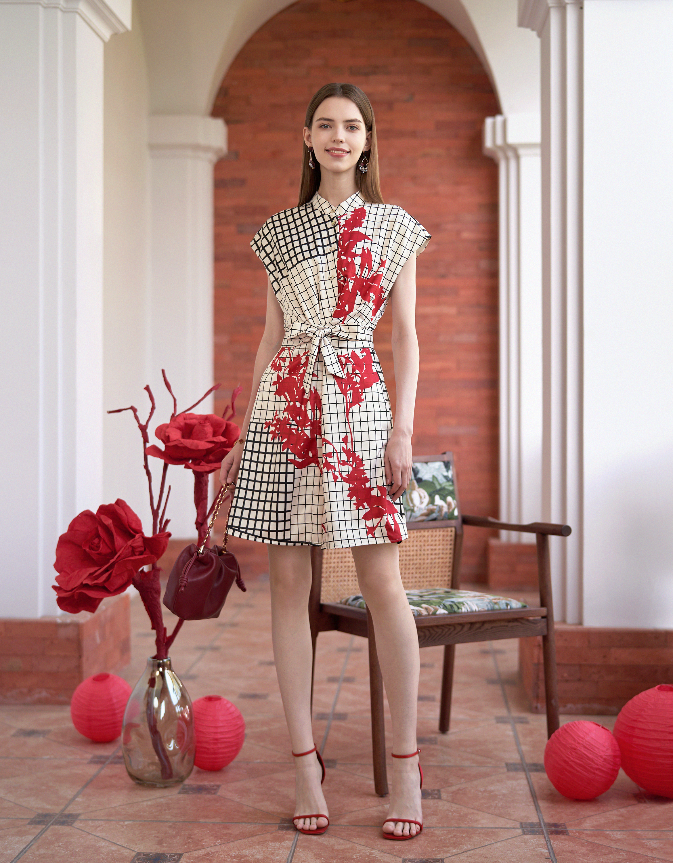 estampado de cuadros florales(a28545)