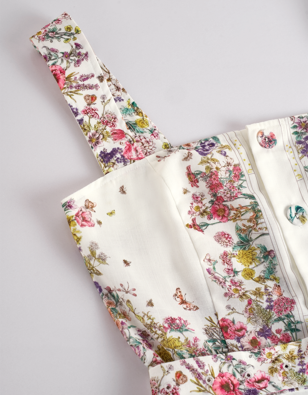 Botanical Print Button Front Belted Romper | SaturdayClub