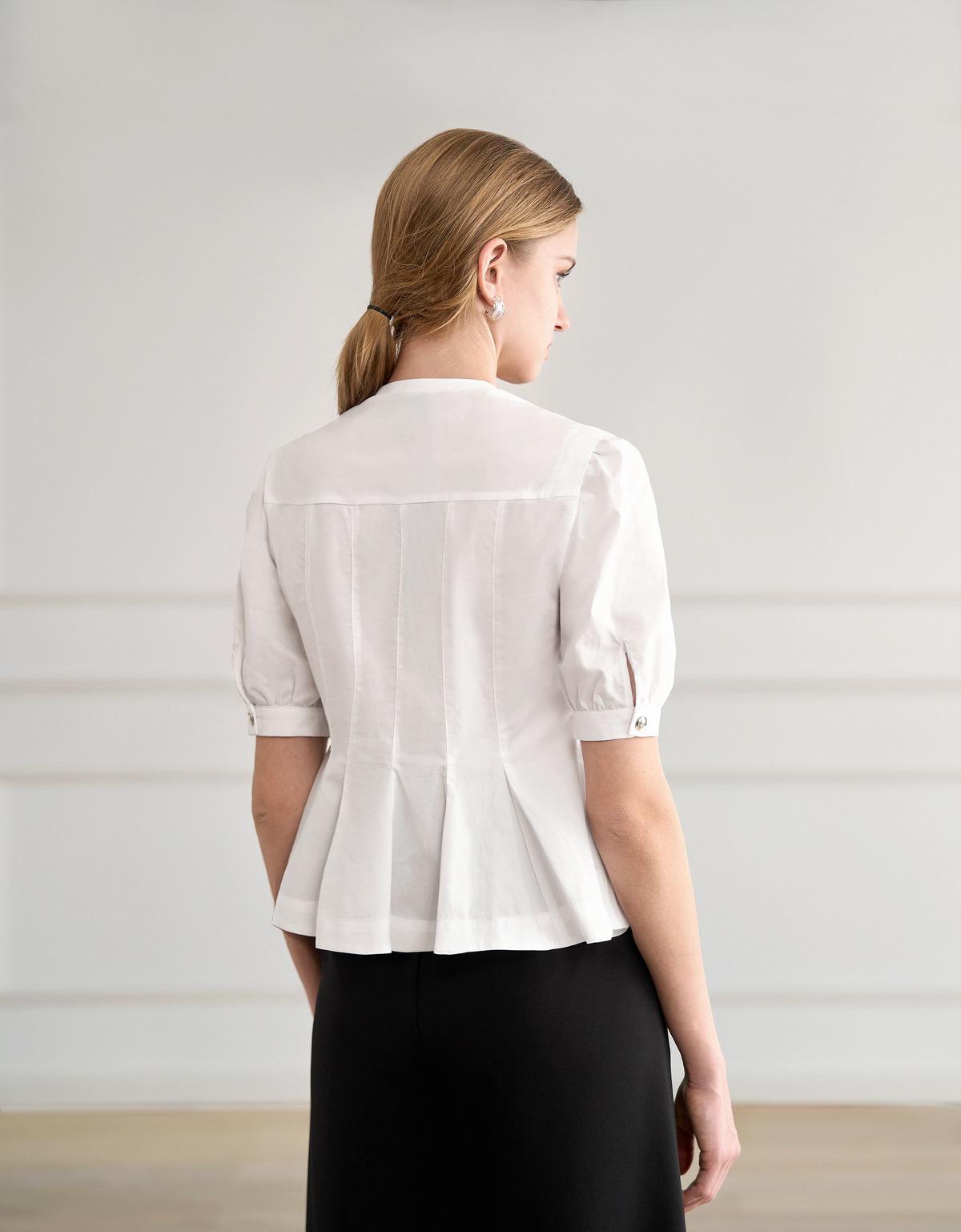Zip Front Short Sleeve Peplum Top | SaturdayClub – SaturdayClub