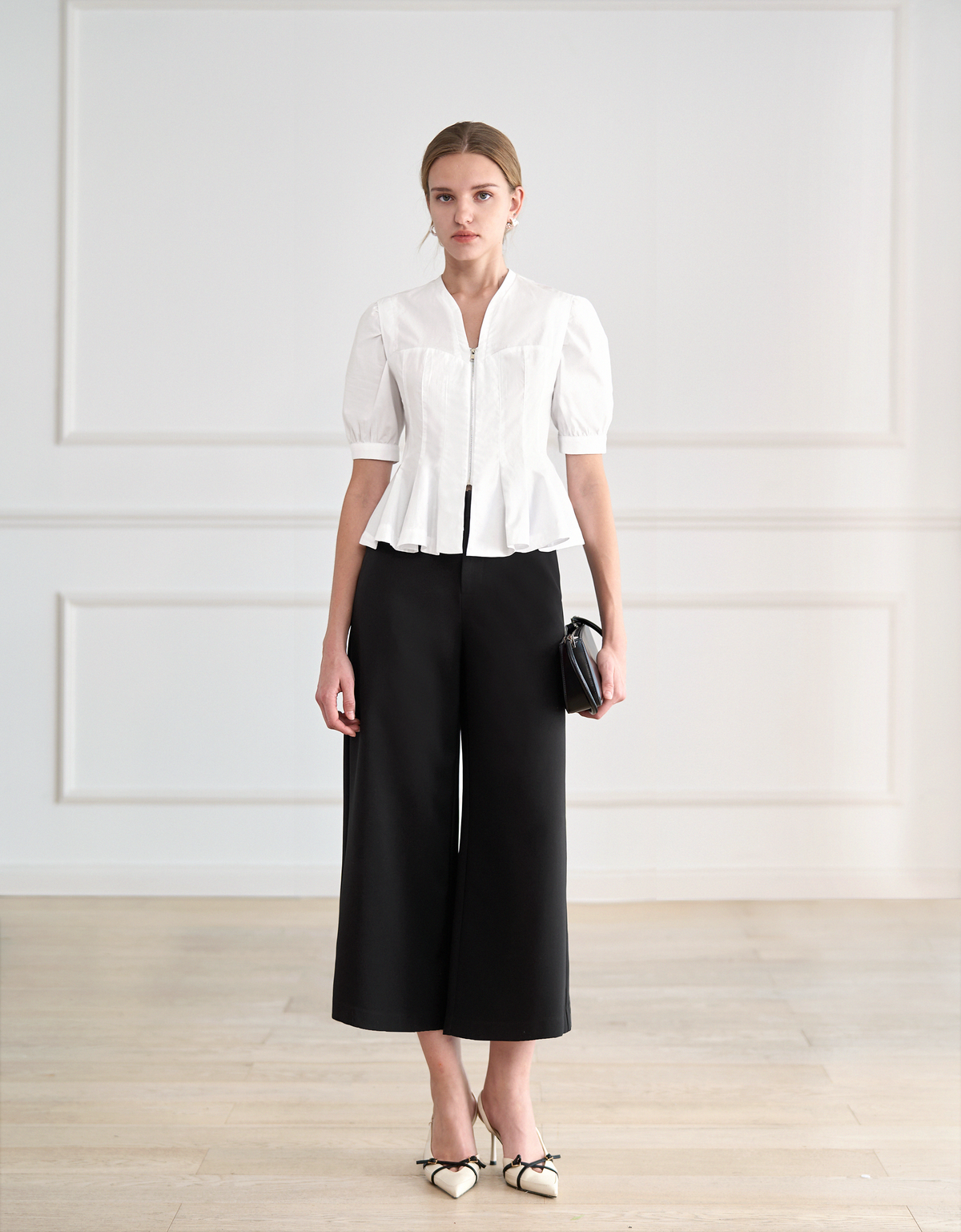 Zip Front Short Sleeve Peplum Top | SaturdayClub – SaturdayClub