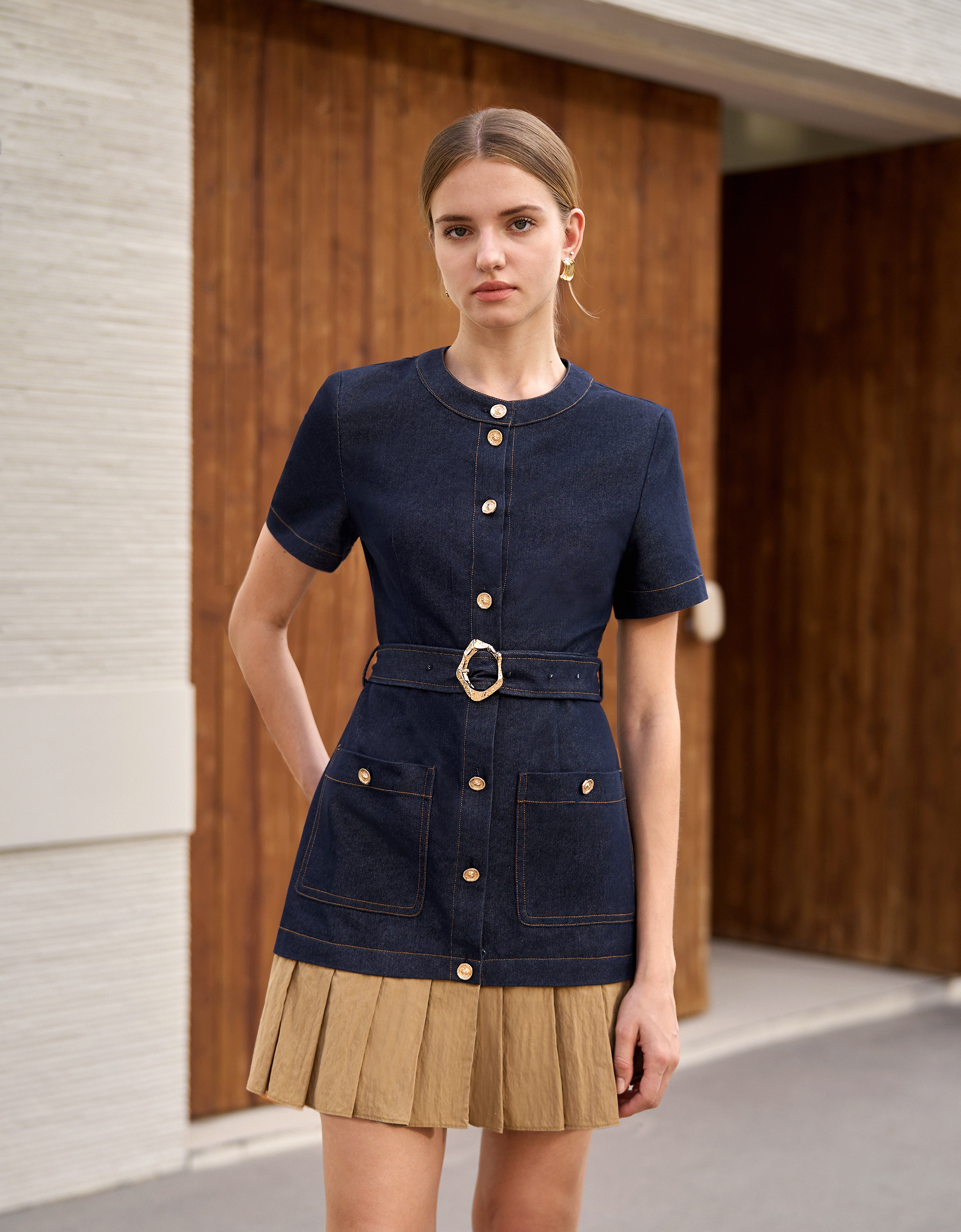 dark blue & khaki(a29363)