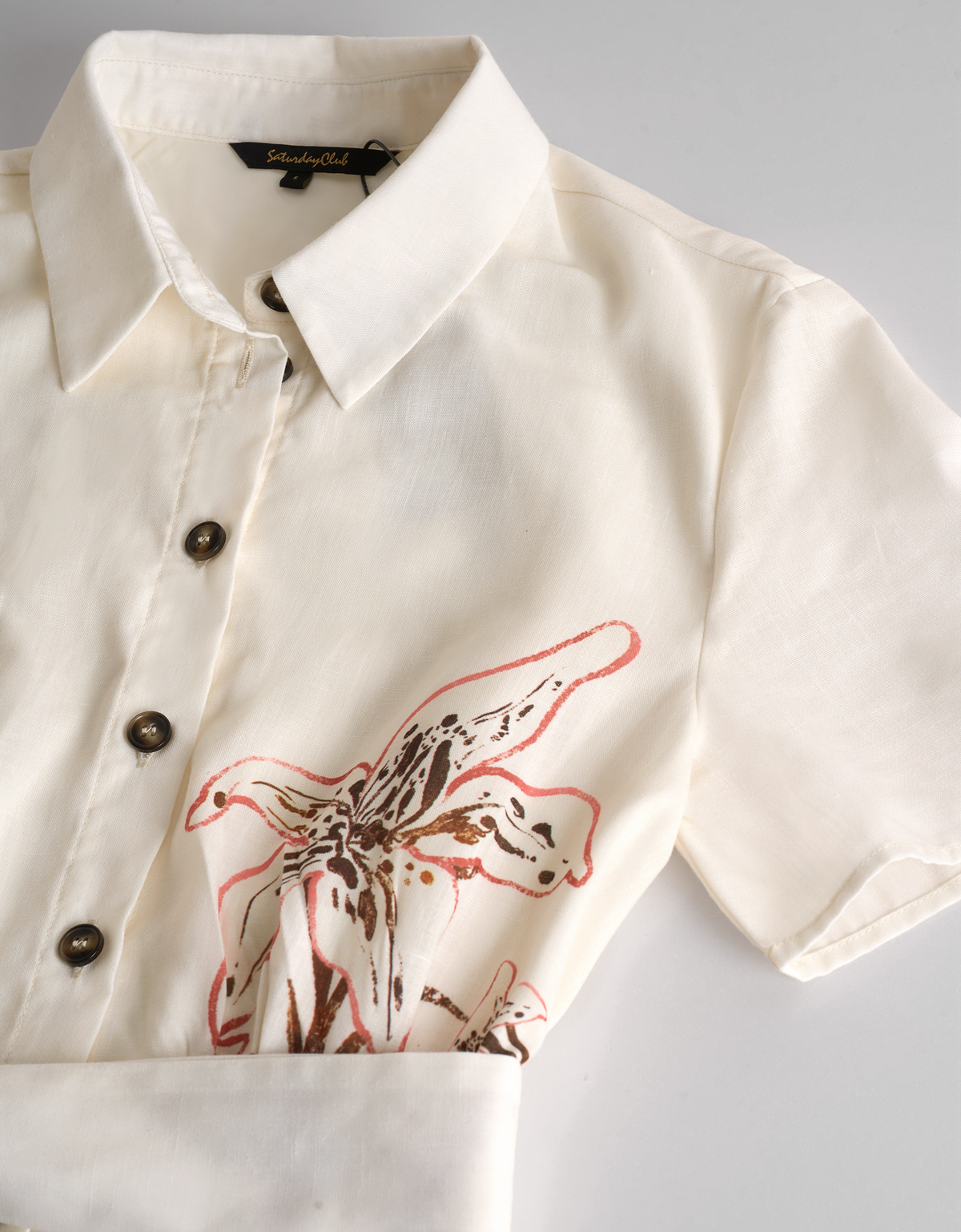 saturday club dress Colorblock Floral Print Shirt Colour:Terracotta 'The Contour' True White new-site