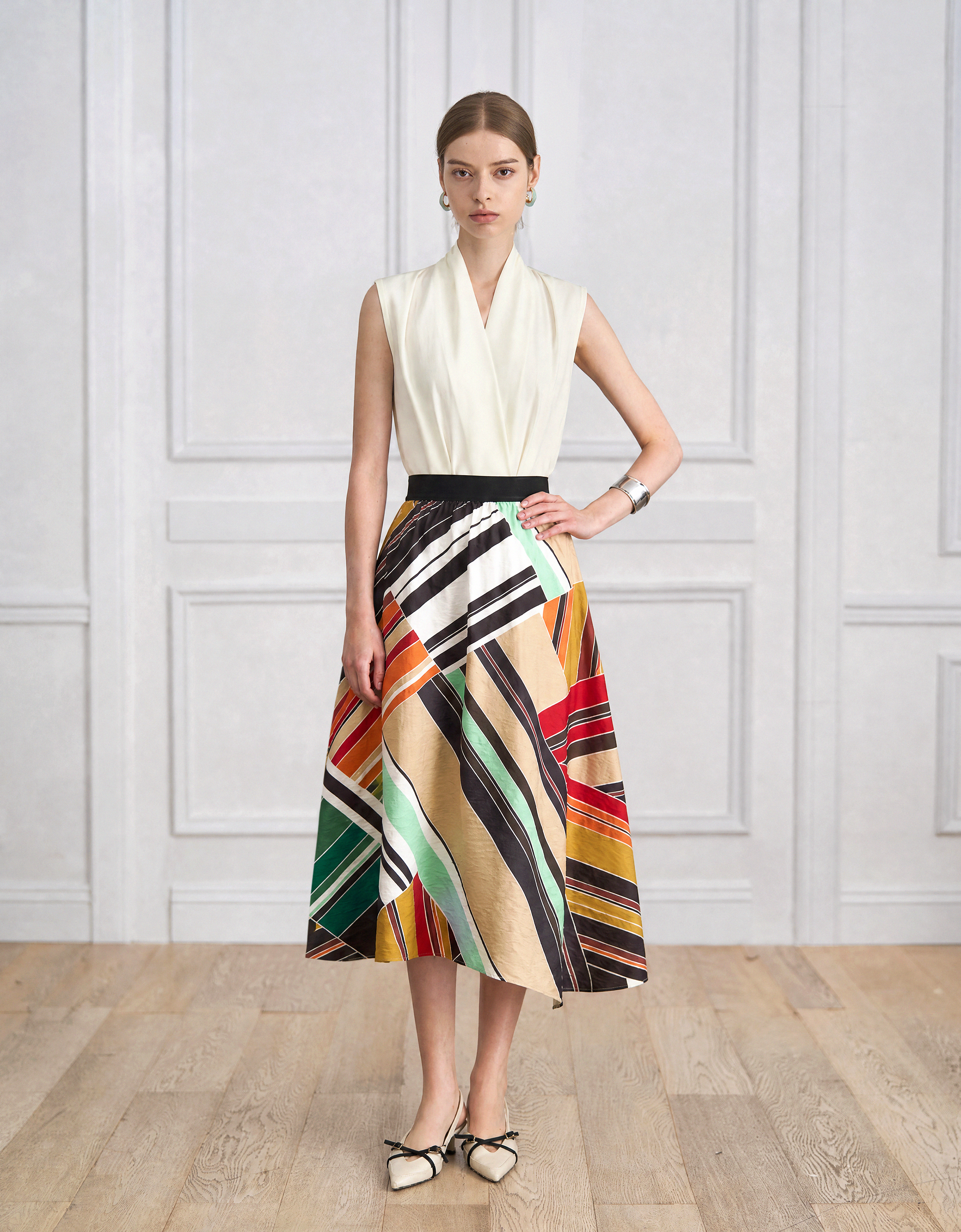 multicolor stripe print(a30683)