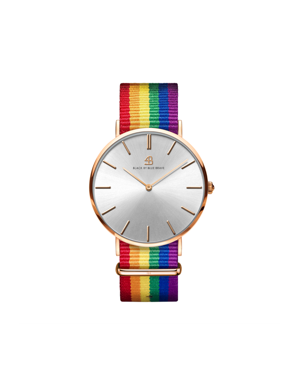 BLACK BY BLUE BRAVE Love Wins 40mm Rose Gold Case Nylon Strap Watch