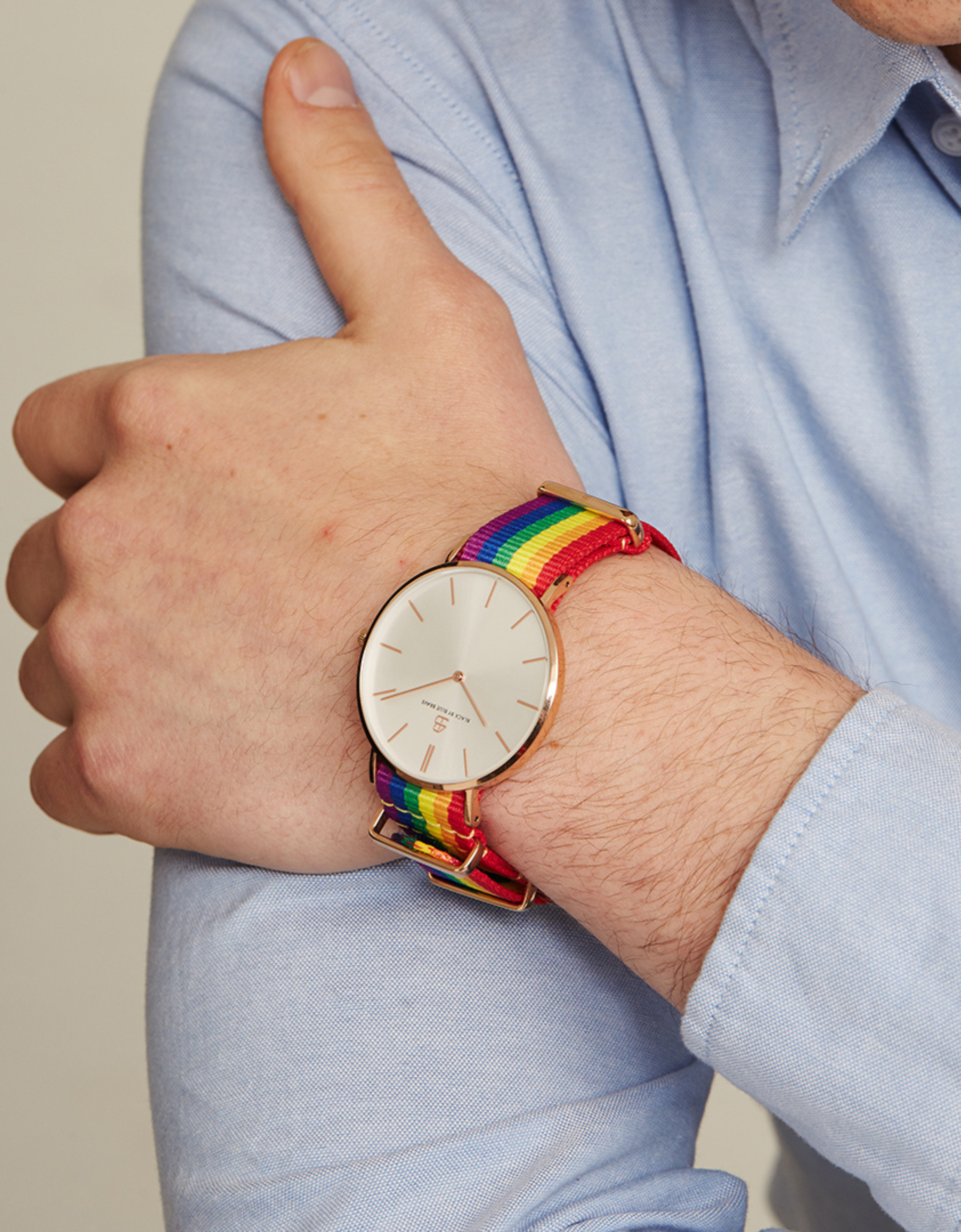 BLACK BY BLUE BRAVE Love Wins 40mm Rose Gold Case Nylon Strap Watch