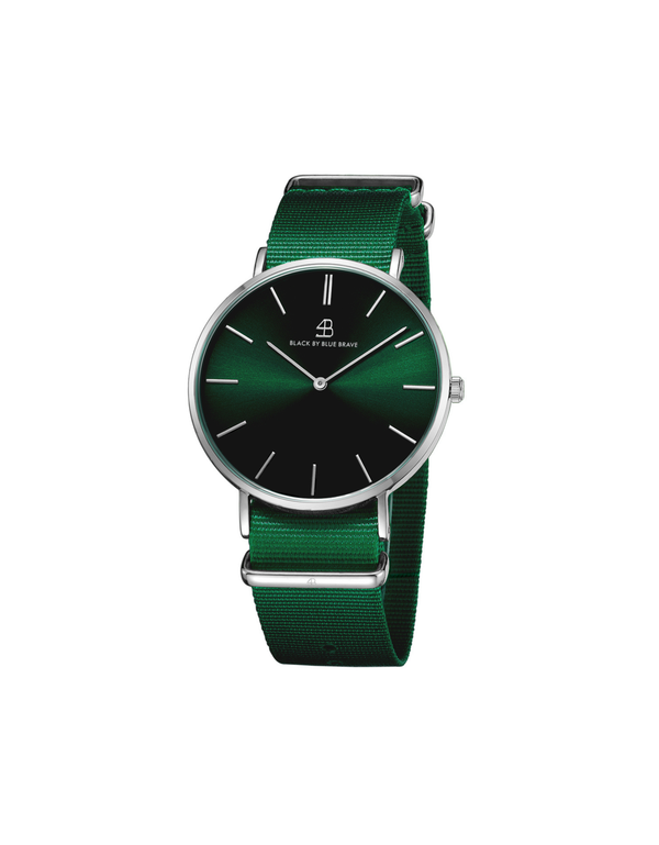 BLACK BY BLUE BRAVE Classic 40mm Silver Case Nylon Strap Watch