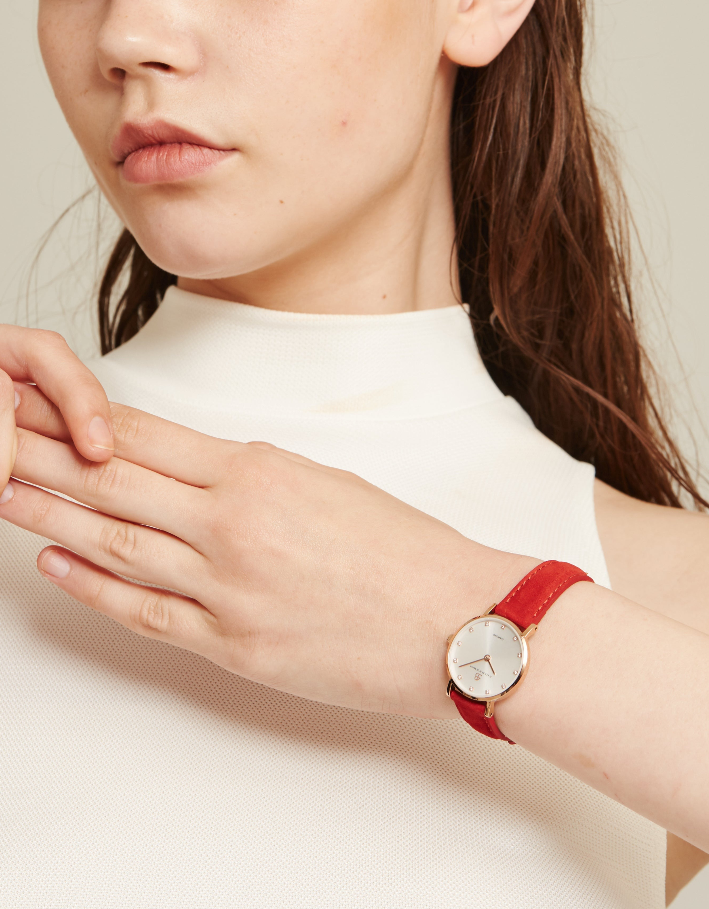 BLACK BY BLUE BRAVE Dith 26mm Rose Gold Case Leather Strap Watch