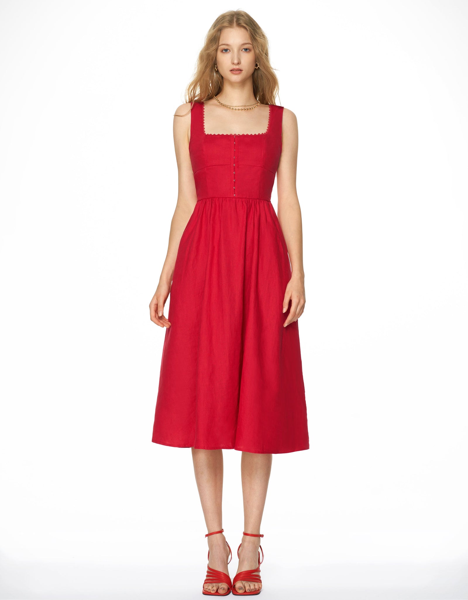 Scallop Trim Square Neck Dress – SaturdayClub International