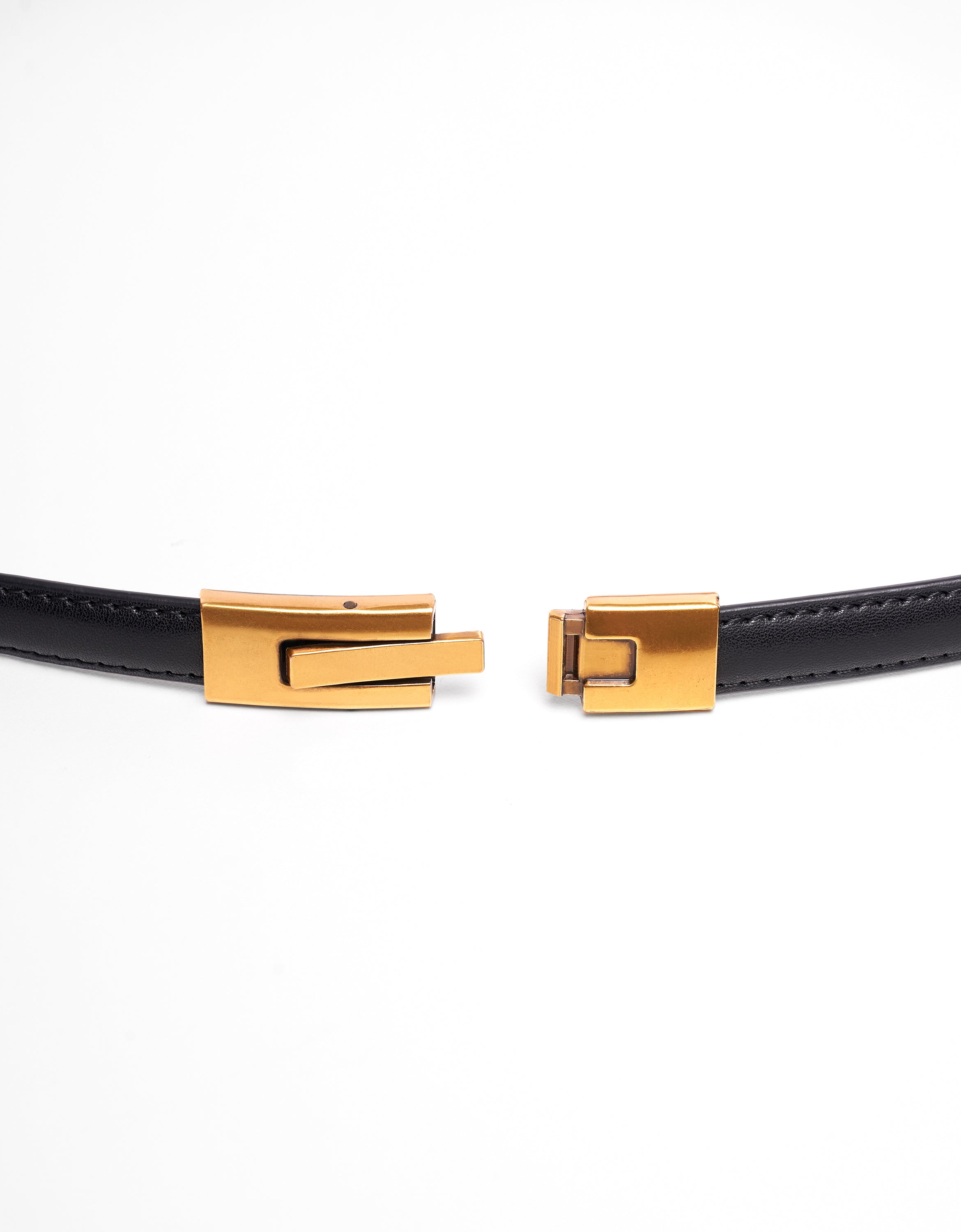 Gold-tone Buckle Leather Belt
